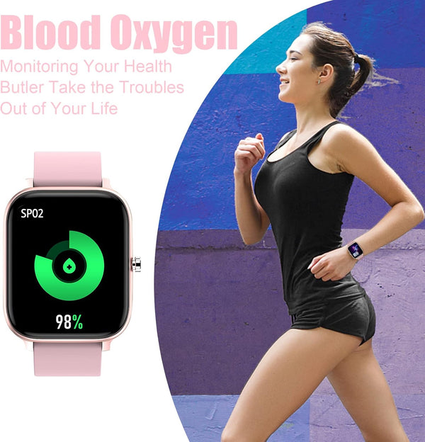 Smart Watch for Men Women Compatible with iPhone Samsung Android Phone 1.69 inch Full Touch Screen IP68 Waterproof Bluetooh Fitness Tracker Heart