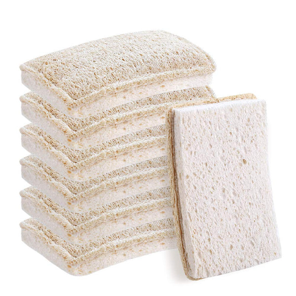 Loofah Dish Sponges Kitchen,Organic Natural Sponges for Dishes,Non Scratch Eco Friendly Biodegradable for Cleaning,6Pcs