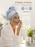 Hicober Microfiber Hair Towel Wrap for Women, Grey Blue Grey, 3-Pack Grey,grey,blue Large