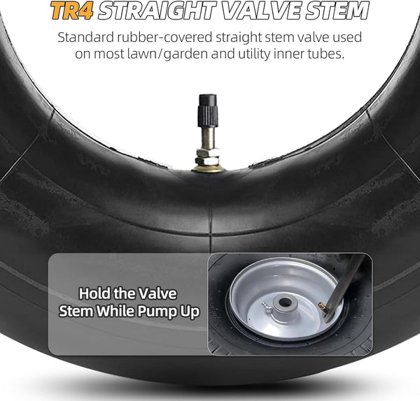 2 Pack 3.00/3.50-8 Replacement Inner Tubes with TR4 Valve Stem for pneumatic wheelbarrow wheel,cart wheel, garden cart, wagons - Made From Heavy