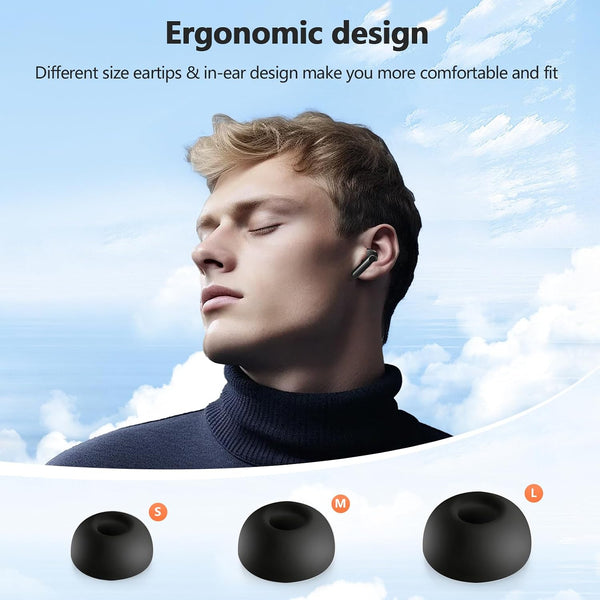 Wireless Earbuds 2025 NEW Bluetooth 5.4 Headphones Bass 3D Stereo, In-Ear Earphones with 4 ENC Noise Cancelling Mic, 48H Playtime with LED