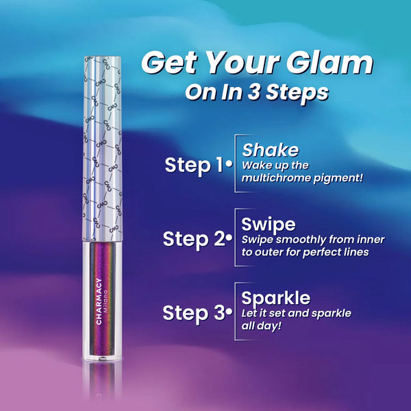 CHARMACY Multichrome Eyeliner Liquid Liner, Glitter liquid eyeliner waterproof, Metallic Intense Color Shifting Colorful Eyeliner, Long wearing,