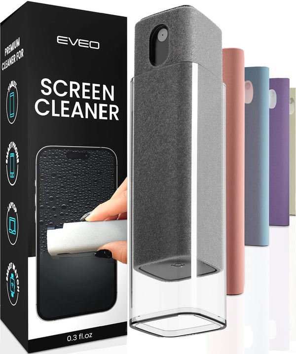 EVEO Screen Cleaner Spray and Wipe - 2-In-1 Car Screen Cleaner & Iphone Cleaner Touchscreen Mist Cleaner for Laptop, Computer, Macbook, Ipad and