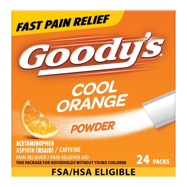 Goody'S Pain Relief Powders, Extra Strength Headache Powder Cool Orange, 24 Ct (