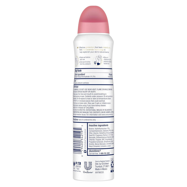 Dove Advanced Care Antiperspirant Deodorant Spray Beauty Finish to Help Skin Bar