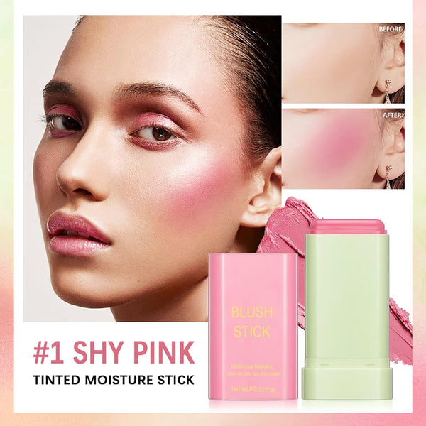 Multi-Use Makeup Blush Stick,Beauty Solid Moisturizer Stick,Waterproof Natural Nude Makeup,Tinted Solid Moisturizer Stick for Eyes Lips