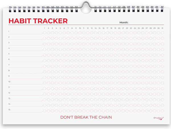 Hadigu Habit Tracker Calendar (Undated 12 Month) Colorful Motivational Design, Spiral Bound and Hanger, A4 Size (8,3"X11.7") Quality Heavy Paper,