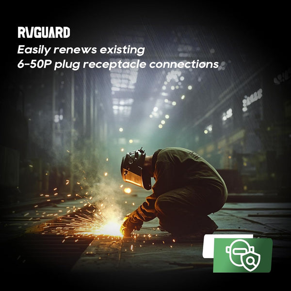 RVGUARD 50 Amp Female Welder NEMA 6-50P Plug Welder Replacement, ETL Listed 6-50HP