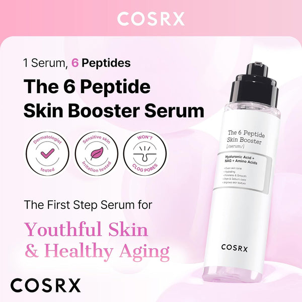 COSRX 6X Peptide Collagen Booster Toner Serum, Niacinamide & Hyaluronic Acid Facial Essence for All Skin Types, Korean Skin Care, Paraben Free,