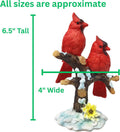 BANBERRY DESIGNS Red Cardinal Bird Figurines on Snowy Branches, Winter Berry Christmas Decor, Holiday Cardinal Statues, Rustic Seasonal Tabletop