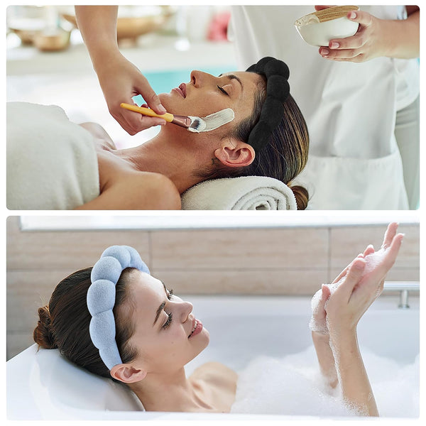 Ztomine Face Wash Headband, Set of 2 - Terry Cloth Spa Headbands for Washing Face or Facial, Puffy Makeup Headbands for Skincare, Mask, Hair