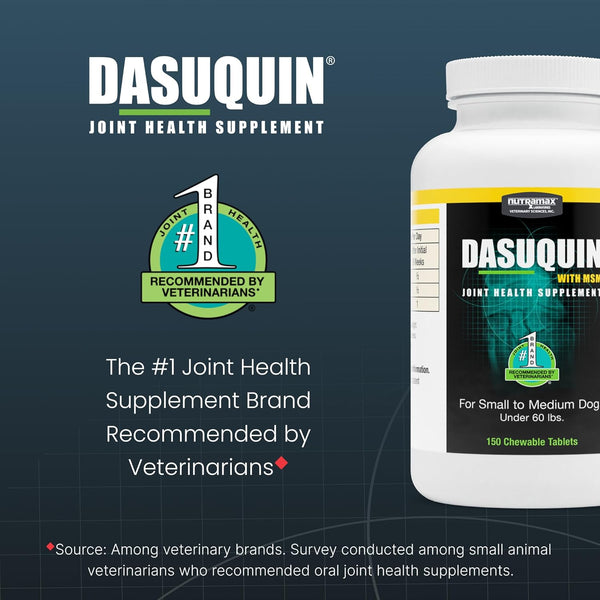 Nutramax Dasuquin MSM Joint Supplement, Small/Med Dogs, Chew Tablets150ct | Glucosamine and Chondroitin, Chewable Tablets for Dogs under 60 lbs,