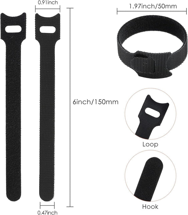 MVYC 120PCS 6 Inch Reusable Cable Ties Wire Ties Cord Organizer Cable Organizer Adjustable Management Black 6 Inch (Black)