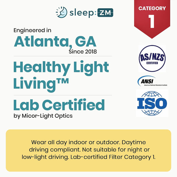 Sleep ZM Blue Light Blocking & Light Sensitivity Glasses with 14 Lens Types 1 Voyager Frame - Sleep Aid Orange Lens
