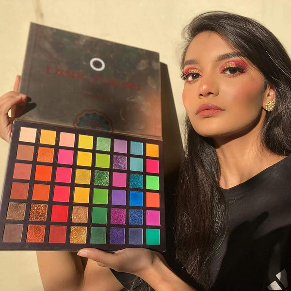 UCANBE EXOTIC FLAVORS Eyeshadow Palette + 15 PCS Eye Brushes Makeup Set 48 Colors Neon Shimmer Matte Glitter Eye Shadow Po.