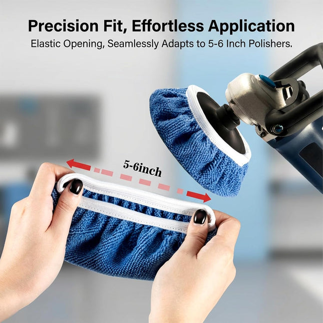 Sukh 12PCS Car Buffing Pads - Car Polishing Bonnet Pad Buffing Pads 5 to 6 Inches Microfiber Polish Pads Orbital Buffer 