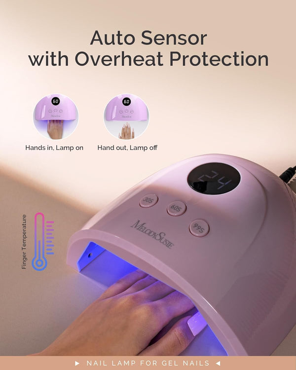 MelodySusie Compact Advanced UV LED Nail Lamp, P-Plus30F Nail Dryer with 3 Timers & Smart Sensor Cures All Gels, Especially Rhinestone Glue, Solid