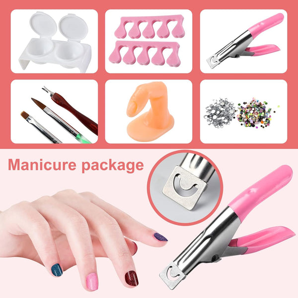 Nail Kit Set Professional Acrylic with Everything, 12 Glitter Acrylic Powder Kit Nails Art Tips Decoration, DIY Gifts for Women Nail Art Tool and