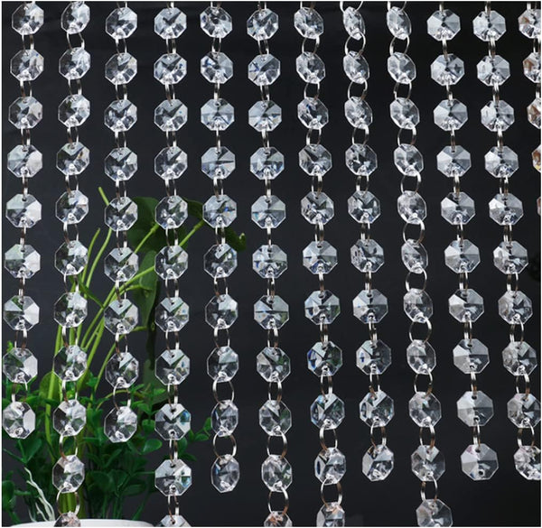 WAZHRMGHG 99FT Clear Acrylic Crystal Garland Strands Hanging Chandelier Bead Chain Ornament String Decorations for Manzanita Centerpiece Christmas