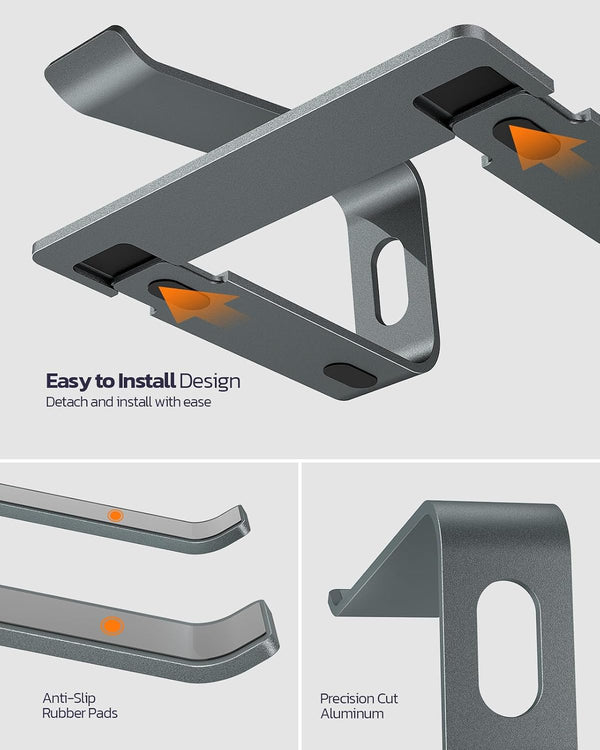 Nulaxy Full Aluminum Laptop Stand, Stable Support to 22 lbs, Open Cooling A-Grey