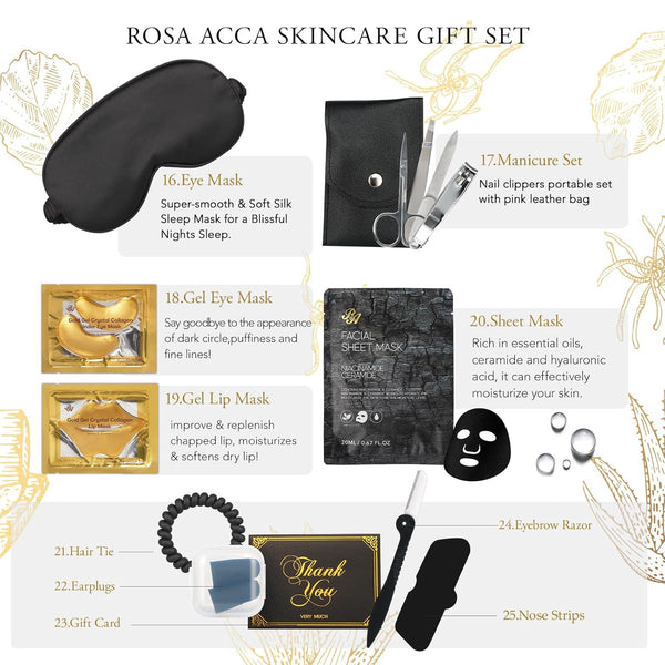 Father'S Day Gift, Skin Care Set, 28Pcs Body & Facial Kit Gifts for Women & Men Includes Face Cream, Bath Oil, Scented Candle, Hyaluronic Acid