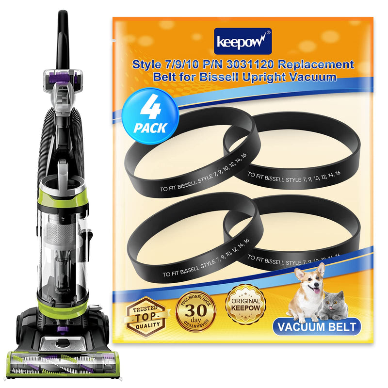 KEEPOW Style 7/9/10 P/N 3031120 Replacement Belt for Bissell Vacuum | 4 Pack 4 Pack 4