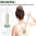 VANZAVANZU 17 Inch Anti-Slip Long Handle Back Scrubber for Shower – Dual-Sided Shower Brush and Shower Back Scrubber with Soft and Stiff Bristles
