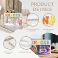 Snack Bag Clear Chenille Varsity Letter Zipper Pouch for Travel Nylon Clear Cosmetic Bag Makeup Travel Bag for Women (White-Snacks) BS-SNACKS