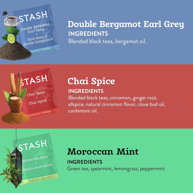 Stash Tea Day to Night Tea Sampler - Assorted Specialty Tea Gift Set, High to No