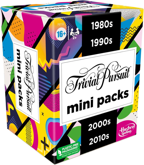 Hasbro Games Trivial Pursuit Mini Packs Multipack, Fun Trivia Questions for Adults and Teens Ages 16+, Includes 4 Game Featuring 4 Decades