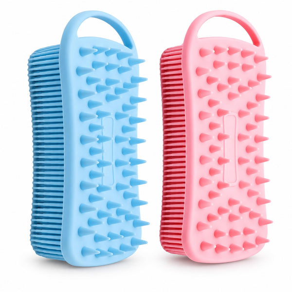 2Pack Dual Sided Silicone Body Scrubber for Exfoliating, Shower and Scalp Massage, 2 in 1 Bath & Shampoo Brush,Soft Exfoliating Body Shower