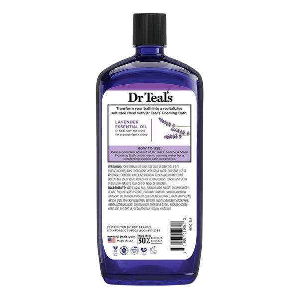 Dr Teal's Foaming Bath with Pure Epsom Salt, Soothe & Sleep with Lavender, 34 fl oz (Pack of 2) 68 Fl Oz (Pack of 1) Lavender