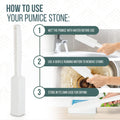 Powerstone Pumice Stone Toilet Bowl Cleaner with Extra Long Handle - 1 Pack | 3'' Longer Handle | Remove Hard Water Stains, Rings & Limescale from