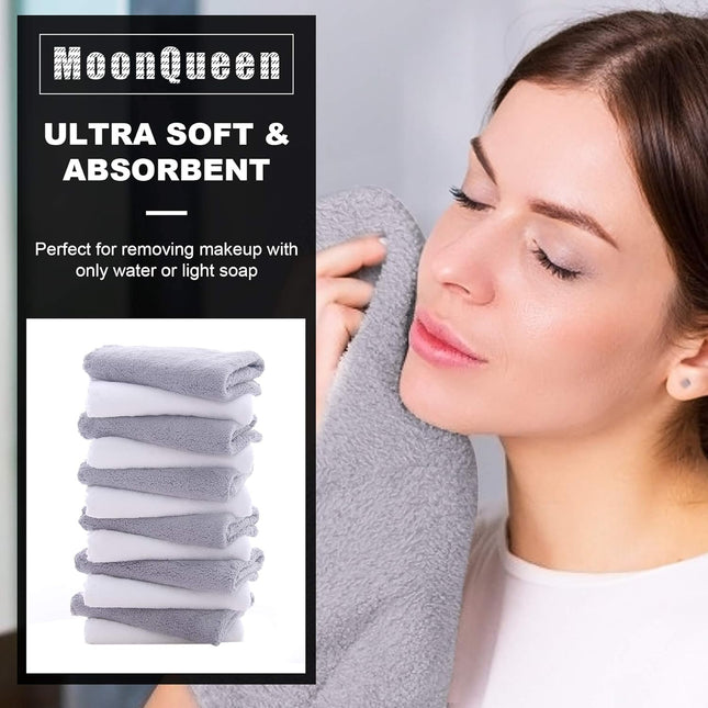 MOONQUEEN Microfiber Facial Cloths Fast Drying Washcloth 12 Pack - Premium Soft 