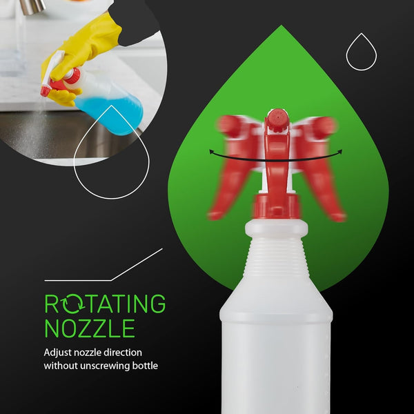 SUPER+ 4 Pack Plastic Spray Bottles 24 OZ Ã¢ÂÂ Leak Proof, Adjustable Nozzle, Empty Spray Bottles for Cleaning Solutions, Plants, Pet, or Diy Spray