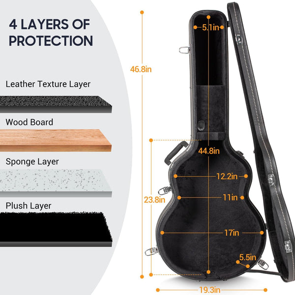 CAHAYA Guitar Cases Hard Shell for Acoustic Guitars 42 Inch Acoustic Guitar Hard Shell Case with Key Anti-shock Waterproof Travel Guitar Bag for