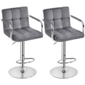 Yaheetech Counter Height Bar Stools Set of 2 Velvet Swivel Barstools for Kitchen Stool Height Adjustable Counter Stool Barstools with Armrest,