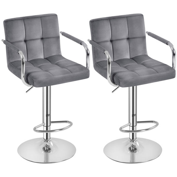 Yaheetech Counter Height Bar Stools Set of 2 Velvet Swivel Barstools for Kitchen Stool Height Adjustable Counter Stool Barstools with Armrest,