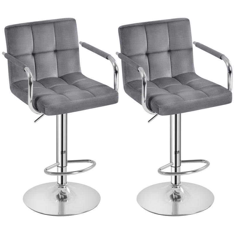Yaheetech Counter Height Bar Stools Set of 2 Velvet Swivel Barstools for Kitchen Stool Height Adjustable Counter Stool Barstools with Armrest,