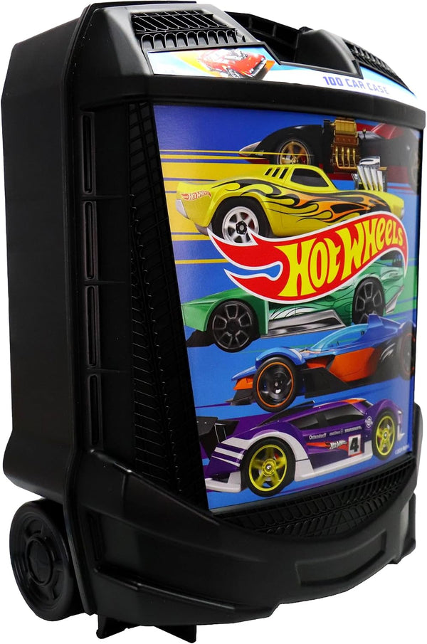 Hot Wheels 100-Car Storage Case – Large Capacity Organizer for 1:64 Die-Cast Vehicles with Handle and Latch, Durable Portable Carrying Case for