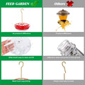 FEED GARDEN Hummingbird Feeders for Outdoors, 2 Pack 16oz Leak-Proof Dish-Style Nectar Feeder Built-in Ant Moat, 5 Feeding Ports, Wide Mouth Easy