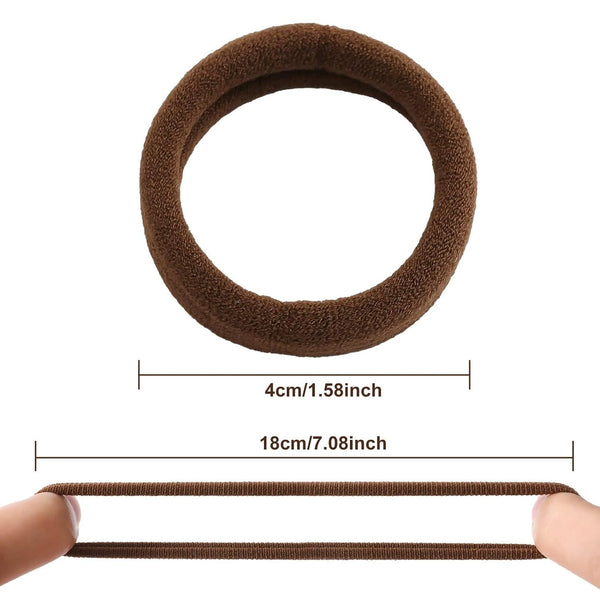 Bessrung 100 Pcs Thick Seamless Hair Ties, Ponytail Holders Hair Accessories for Women Girls No Damage for Thick Hair(Dark Brown Colors) 100 Count