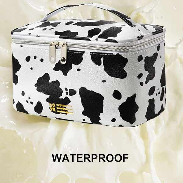 KITENROM Portable Makeup Bag Cow Printed Cosmetic Bags for Women Medium Pouch Case Purse Make up Organization Waterproof (Print Cow)