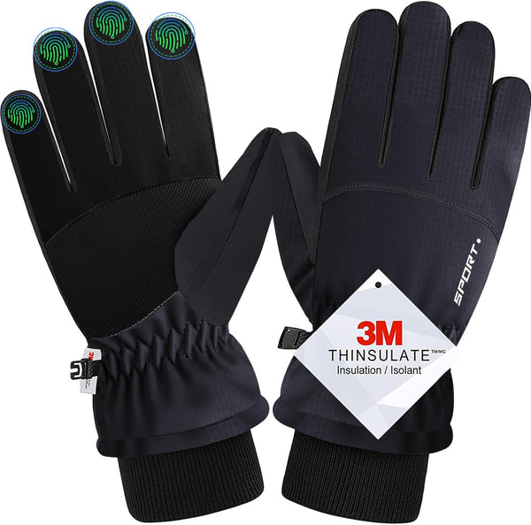Winter Gloves for Men and Women, Thermal Touchscreen Warm Gloves with Windproof & Grip, for Running Cycling Skiing Hiking Driving Outdoor Sports