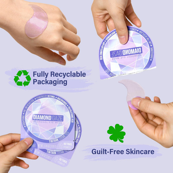Tintark Diamond Gaze Hydrogel Under Eye Patches, 28 Pairs | Individually wrapped retinol niacinamide eye masks with polyglutamic acid for fine