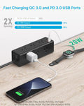 CCCEI Desk Clamp Power Strip with 9 Outlets, Desktop Edge Mount Surge Protector with USB-A and USB-C Ports, Widely Spaced Desk Outlet Fast