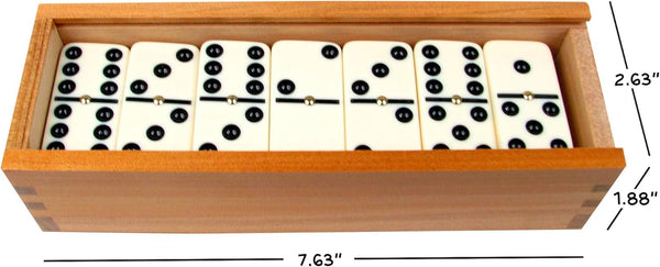 Double Six Dominos - 28-Piece Ivory Dominos Set for Adults and Kids - Classic Number Table Games Game for Family with Wooden Storage Case by Hey