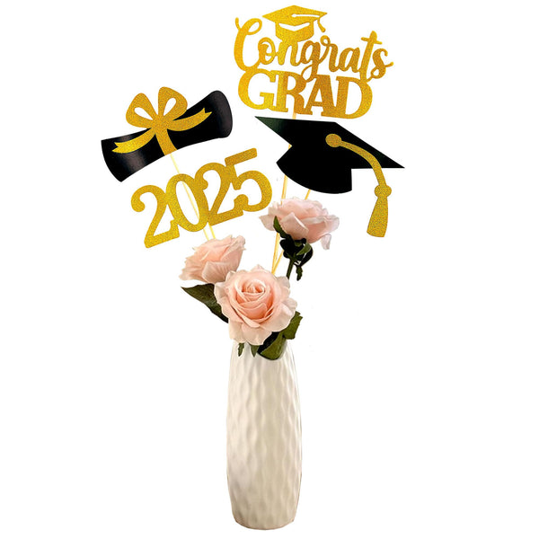 Graduation Decorations Class of 2025 Table Vase Toppers Deco. 16 PCS Party Deco Supplies Photo Props Kits Big Sticker Kids Party Centerpieces