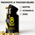 The Beard Club - Biotin Beard Growth Vitamins - Support a Thicker Fuller Beard, Fill in Patches - Minerals & Multi-Vitamins Help Support and