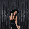 GOER 3.2 ft x 9.8 ft Black Photo Backdrop Party Streamers for Halloween,Birthday Party,1 Pack Black Metallic Tinsel Foil Fringe Curtains Party